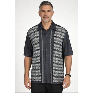 Michael Irvin 88‎ Mens Short Sleeve Shirt Geometric Pattern Dark Gray XXL